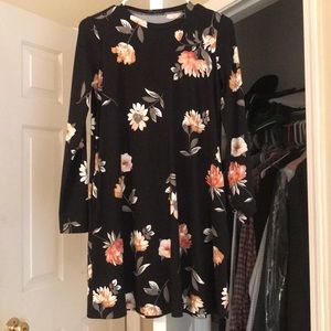 Long sleeve black floral dress